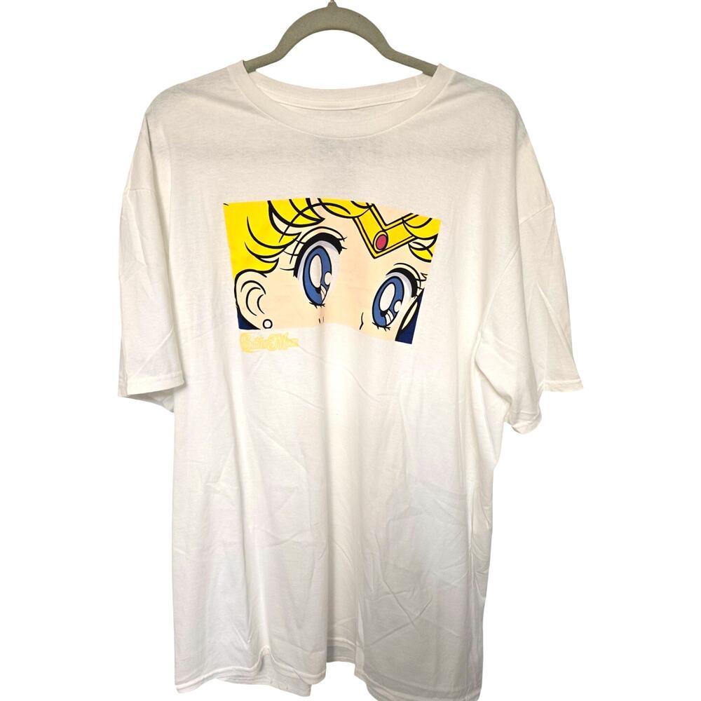 Sailor Moon Mens 2XL White Anime Manga T Shirt Usagi Eyes Licensed XX NWOT NEW